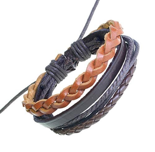 Image of benerini Brown Leather Triple Wrap Around Strap Bracelet - 240