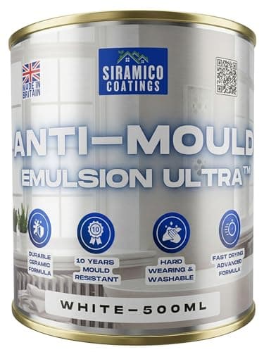 Image of SIRAMICO COATINGS I Anti Mould Paint Ultra I 500ml I Brilliant White Matt Finish I 10 Year Anti Mould Protection Emulsion Paint For Bathrooms, Kitchens, Walls and Ceilings