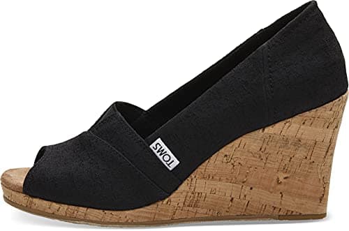 Image of TOMS Women's Classic Wedge Sandal, Black, 7.5 UK