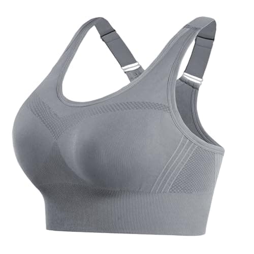 Image of Litherday Women's Sports Bra Max Control Solid High Impact Wirefree Sports Bras for Women Removable Padding Yoga Gym Running Crop Top Grey
