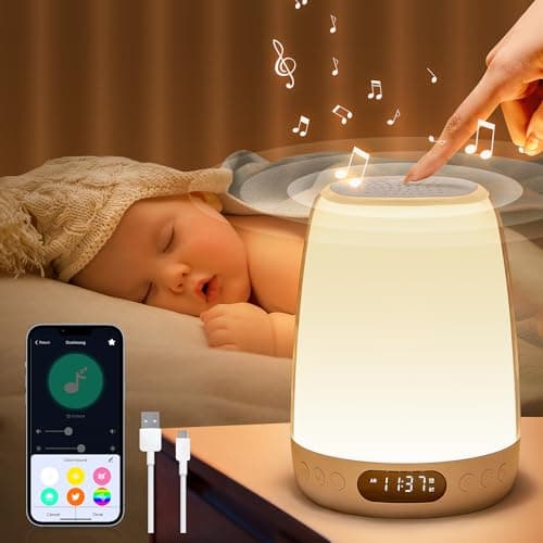 Image of Baby Night Light Kids Night Light, 48 Colors+14 White Noises Toddler Night Light Baby, Dimmable+APP Kids Night Light Bedroom,3000mAh Battery Lamp Rechargeable Lamp for Bedroom,Touch Lamps Bedside Lamp