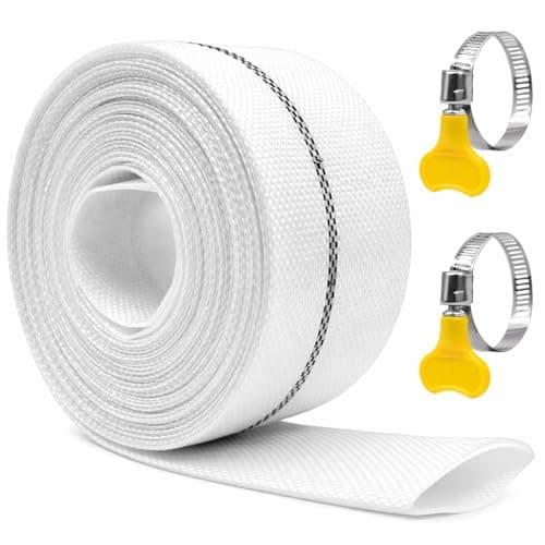 Image of Layflat Discharge Hose, 50mm x 10m Flat Water Pump Hose for Submersible Pump, Drain Hose for Swimming Pool Hot Tub and Pond, Sump and Dirty Water Discharge, Includes 2 Hose Clamps