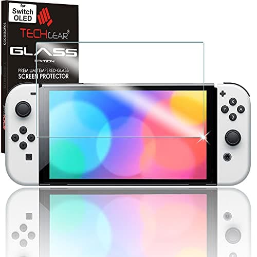 Image of TECHGEAR Switch OLED 7" GLASS Edition, Genuine Tempered Glass Screen Protector [2.5D Edge] [9H Hardness] [Crystal Clarity] [Scratch-Resistant] [No-Bubble] Compatible for Nintendo Switch OLED 2021