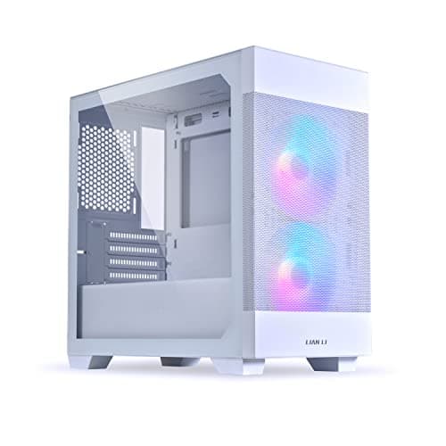 Image of Lian-Li High Airflow Micro ATX PC Case, RGB Gaming Computer Case, Mesh Front Panel Mid-Tower Chassis with 2x140mm ARGB PWM Fans Pre-Installed, Tempered Glass Side Panel (LANCOOL 205M MESH, Snow)