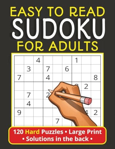 Image of Easy To Read Sudoku Puzzle Book For Adults: 120 Hard-Level Sudoku Puzzles for Experts | 8.5X11, Large Print, 2 Puzzles Per Page, with Solutions In The ... Gift For Vacations, Holidays And Free Times.