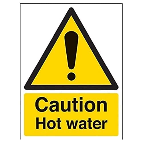 Image of V Safety Caution Hot Water Warning Sign - 150mm x 200mm - 1mm Rigid Plastic