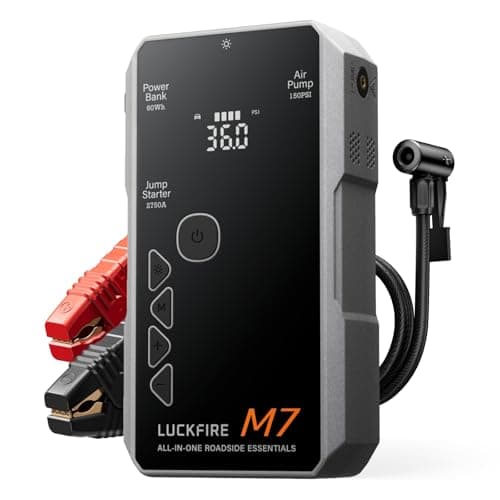 Image of LUCKFIRE M7 SmartIgnition Jump Starter Power Pack with Air Compressor, TÜV Certified 12V Car Battery Booster Jump Starter, Portable Tyre Inflator, 60Wh Power Bank - For 10L Petrol and 8.5L Diesel