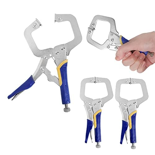 Image of 3 Pack Metal Grip Locking C Clamp, 6 inch Welding Clamps Set, Welding Locking C Clamps Face Clamp for Woodwork Adjustable Fastener Quick Release Grip