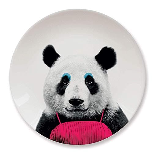 Image of Wild Dining Dinner Plate I Funny Dinner Plate I 100% Ceramic I 9-inch Plate I Funny Plate with Goofy Pet Print I Novelty Tableware | Gift Idea for Students | Dishwasher Microwave and Food Safe-Panda