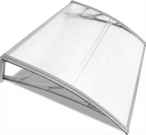 Image of Blisswood Front Door Canopy Outdoor Awning Shelter 120 x 80 cm Window Rain Roof Cover With Polycarbonate Roofing Sheets Porch Shade Patio UV Protection Back Door Porch Canopies