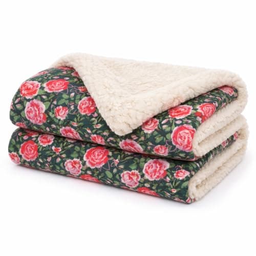 Image of Cath Kidston Large Dog Blanket (120 x 100 cm), Washable Reversible Plush Pet Throw for Furniture Protection & Dog Bedding, Dolly Rose Print