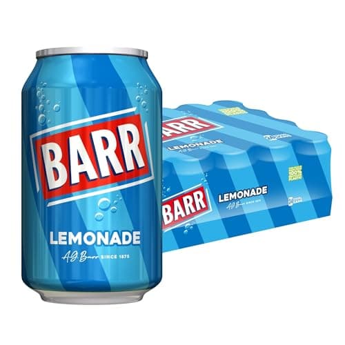 Image of BARR 24 Pack Perfect Lemonade, Lemon Flavoured Fizzy Drink, Sparkling Fizzy Pop, 24 x 330ml Cans