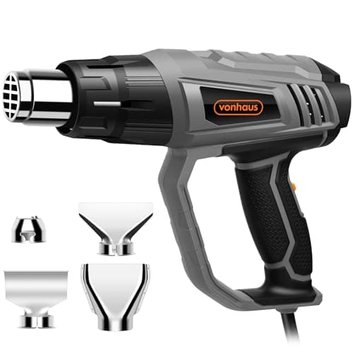 Image of VonHaus Heat Gun - 2000W 350℃ & 600℃ Paint Stripper, Hot Air Gun w/ 2 Temperature Settings, Overload Protection, 1.5s Fast Heating, 5 Nozzles - Heat Stripper for Paint Stripping, Shrinking PVC, Crafts