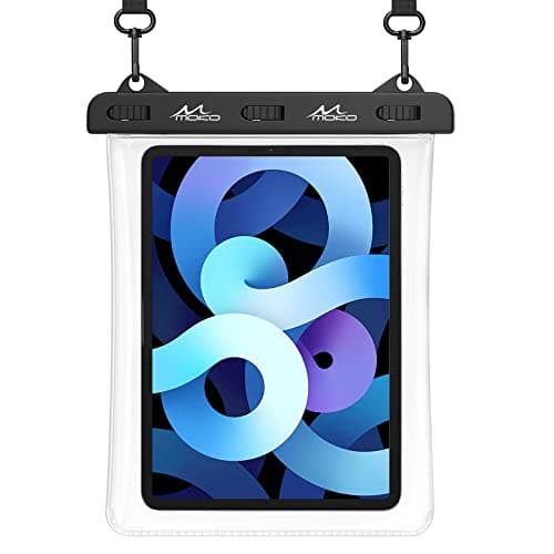 Image of MoKo Waterproof Tablet Case, Tablet Pouch Dry Bag Compatible with iPad 9th 2021, iPad mini 6, iPad Air 5 2022, Air 4 10.9, Air 3 10.5, iPad Pro 11/10.5, iPad 10.2/9.7, Galaxy Tab A7/A8, Clear