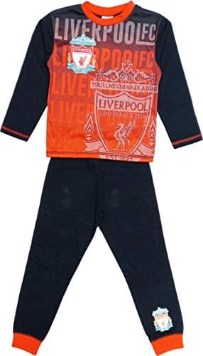 Image of Liverpool F.C. Football Club Long Sleeve Cotton Sublimation Pyjamas Boys 4-5 years, 5-6 years, 7-8 years, 9-10 years, 11-12 years Football Gifts (Black, 5-6 Years)