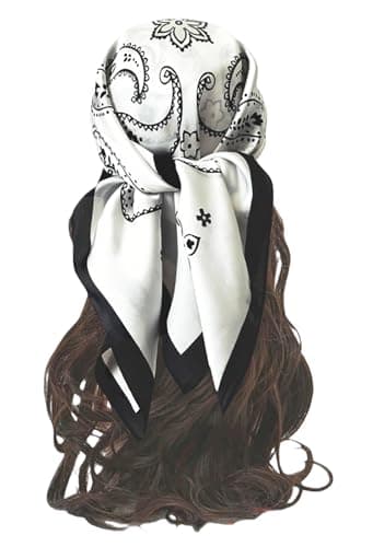 Image of Traziewell White Scarfs for Women Ladies Printed Square Scarves Kerchief Hair Wrap Head Neck Scarf 71251