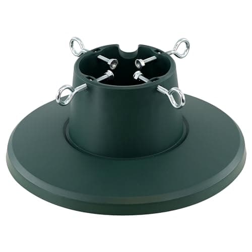Image of GEEZY Traditional Christmas Tree Stand, Solid Frame, Strong Plastic Holder, Adjustable Holder, Green (Trunk Diameter 3.5-10.5 cm (Plastic))