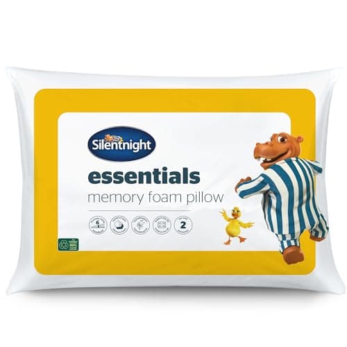 Image of Silentnight Essential Memory Foam Core Pillow - Pack of 2 Memory Foam Core Pillows with Soft Hollowfibre Surround and Medium Firmness - 2 Pack