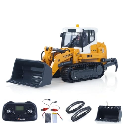 Image of wheelfun LR636 1/50 RC Tracked Loader Electric Lifting Radio Control Model Vehicle Metal Openable Bucket Tracks Ripper Soil Loosening Hook Hobby Grade Model for Ages 14+