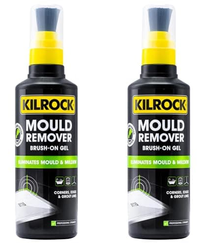 Image of Kilrock Mould Remover Gel 250ml – Powerful Brush-On Formula for Mould & Mildew Removal – Precision Applicator for Grout, Tiles, Showers, Silicone Sealant & Bathroom Surfaces Black - 2 Pack