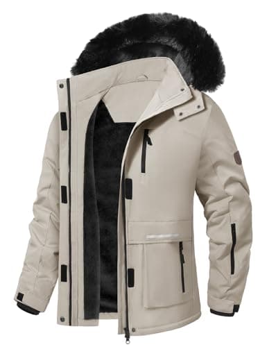 Image of CMTOP Women's Waterproof Ski Jacket Winter Fleece Lined Coat with Pockets Warm Windproof Mountain Jackets with Detachable Hood for Rain Snow Outdoor