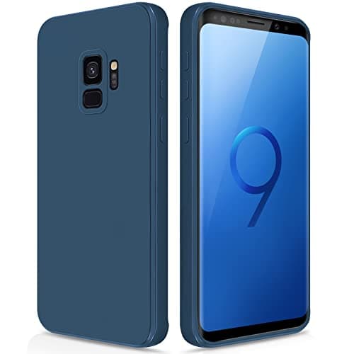 Image of GiiYoon Case Compatible with Samsung Galaxy S9, Silky-Soft Touch Full-Body Protective Phone Silicone Case, Shockproof Cover with Microfiber Lining, Blue