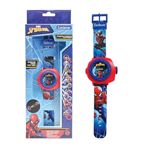 Image of LEXIBOOK Spider-Man Adjustable Projection Watch Digital Screen – 20 Images of Spider-Man and his Friends – for Children/Boys - Red and Blue - DMW050SPLXB