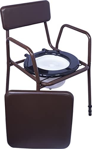 Image of Aidapt Bedside Commode Chair.Height Adjustable,Detachable Arms,Side Transfer,Padded Overseat/Backrest, Toilet Seat,Discreet,Portable,5Litre Pail,Mobility,Elderly,Disabled,Comfort,Delivered Assembled