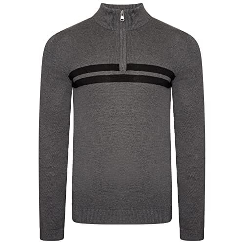 Image of Dare 2b Elite Mens Unite Us Quarter Zip Knitted Sweater, High Neck Fitted Jumper Pullover - Perfect Midlayer for Outdoors, Walking, Hiking & Camping Charcoal Grey/Black