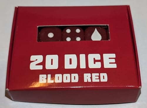 Image of Blood Red 16mm Dice (Set of 20) Blood Drop Replaces 6