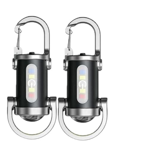 Image of 2PCS Multi-functional Super Bright Mini Keychain Flashlight,Waterproof Rechargeable LED Torch Light with Red/Blue Strobe, High Lumens EDC Pocket Flashlight for Emergency Outdoor Hiking Camping (Black)