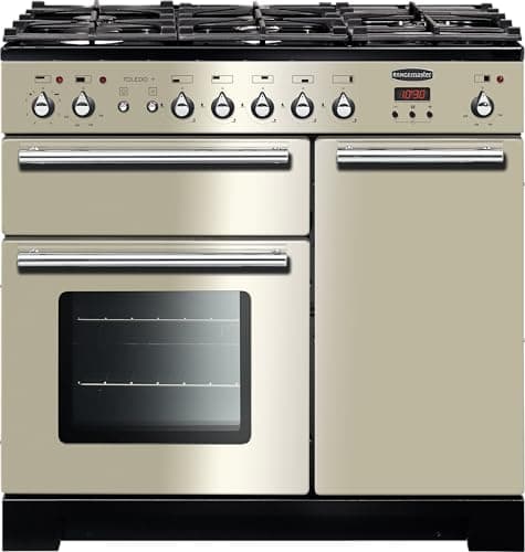 Image of Rangemaster Toledo + TOLP90DFFIV/C 90cm Dual Fuel Range Cooker - Ivory/Chrome - A/A Rated