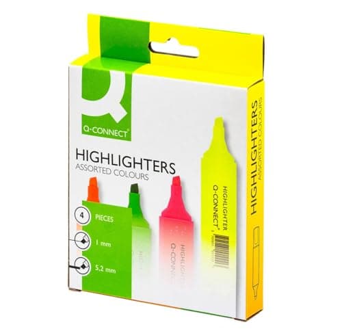 Image of Q-Connect Assorted Highlighter Pens (Pack of 4) KF01116