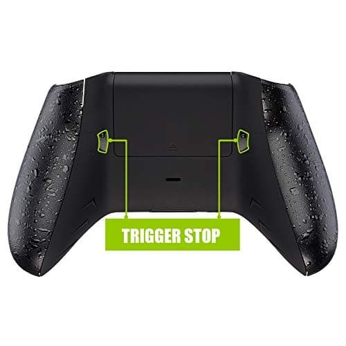 Image of eXtremeRate FlashShot Trigger Stop Bottom Shell Kit for Xbox One S & One X Controller, Redesigned Back Shell & Textured Black Handle Grips & Hair Trigger for Xbox One S X Controller Model 1708