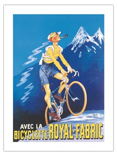 Image of Alpine Cycling with the Royal-Fabric Bicycle (Avec la Royal-Fabric Bicyclette) - Vintage French Advertising Poster c.1910 - Fine Art Matte Paper Print (Unframed) 18x24in