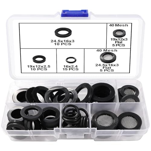 Image of Lyeteung 45 PCS 1/2 3/4 Inch Hose Washers and Filter Mesh Washer Kit, Mesh Rubber Washers, Seal O Ring Gasket, for Water Faucet Shower Garden Plumbing