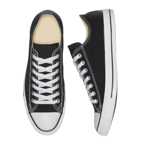 Image of Mens Canvas Lace Up Sporty Low Top Outdoor Trainers Sneakers Pumps Plimsolls with Rubber Toe Cap Shoes (Black, UK Footwear Size System, Adult, Men, Numeric, Medium, 10)