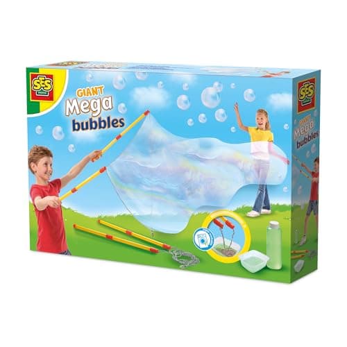 Image of SES Creative 02323 Mega Bubbles with XXL Wands - Create Extra-Large Bubbles with Handy Tool - Includes Bubble Solution