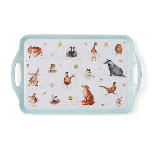 Image of Pimpernel x Wrendale Designs Large Tray - Durable Melamine Serving Tray with Handles, British Wildlife Designs, For Tea, Coffee & Snacks, Dishwasher Safe, Suitable for Everyday Use or Picnic