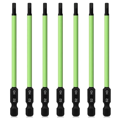 Image of CYLBAQ 7PCS 3mm Allen Key Drill Bits, 100mm Long S2 Steel Magnetic Hex Screwdriver Bits, 1/4" Hex Shank Allen Wrench Bits for Furniture Assembly & Repairs