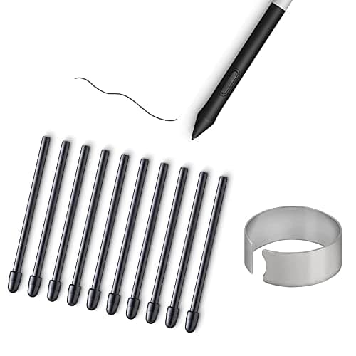Image of 10X Replacement Tips Nibs for Wacom One Pen CP91300B2Z for DTC133, Wacom One Creative Pen Display DTC133, Black