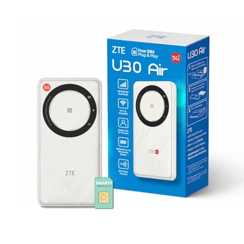 Image of ZTE U30AIR 5G Mobile WiFi Hotspot, Portable Pocket Router with SIM Slot, Unlocked 5G MiFi, Dual-Band Wi-Fi, Travel & Caravan Internet, High-Speed Connectivity for Multiple Devices