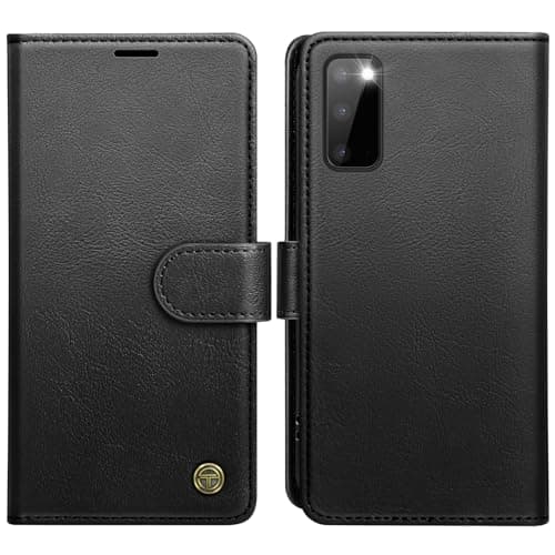 Image of AIMOYU for Samsung Galaxy S20 Case, Flip Wallet Leather Phone Case with [4 Card Slots] [Kickstand] [RFID Blocking] Magnetic Protective Shockproof Cover for Samsung S20 Phone Case - Black