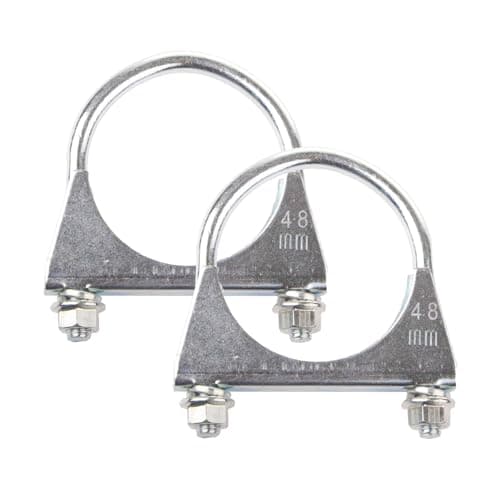 Image of Exhaust Clamp - 2 Pcs 48mm Heavy Duty Galvanized Pipe Clamps for Exhaust Repair, U-Bolt Clamps for 48mm Diameter Tail Pipes
