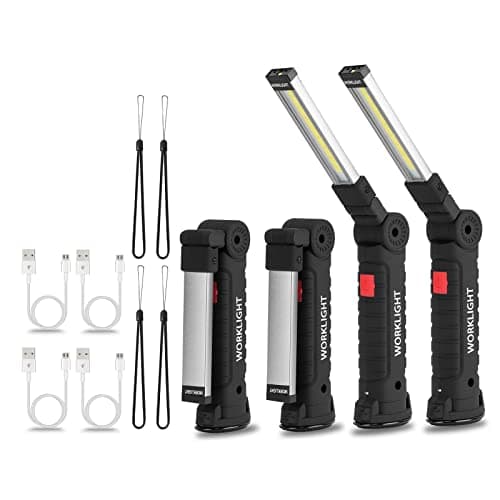 Image of LED Battery Powered Rechargeable Flashlight,Vagocom Super Bright Torch COB Work Light Portable Inspection Lamps Tools with Magnetic Base for Gifts,Workshop,Camping and Emergency(4 Pack)