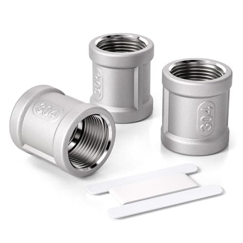 Image of Bwintech 3 Pcs 1/2" Female to 1/2" Female BSP Thread Stainless Steel 304 Coupling Connector for Pipe Connecting Conversion