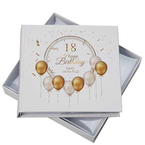 Image of Personalised 18th Birthday Photo Album Gift With Gold Balloons