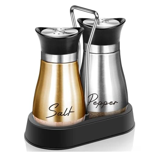 Image of Salt and Pepper Sets, Salt and Pepper Shakers Set with Holder, Salt Shaker Salt Pot Kitchen Accessories, for Home Restaurant Wedding BBQ Camp Farmhouse Style Kitchen Decor