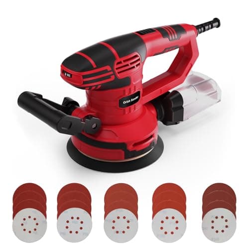 Image of Random Orbit Sander 450W, 150MM Electric Orbital Sander with 6 Variable Speeds 13000RPM, Adjustable Handle, 20Pcs Sanding Discs, Dust Extraction System for Wood Polishing DIY Home Workshop