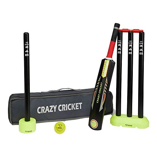 Image of Ram Cricket Mini Crazy Cricket Set - approx. ages 5-9 yrs – includes 1 x Size 2 Bat – Durable & Balanced Kwik Style Set for Cricket Training, Cricket Matches, Garden, Beach, or Park